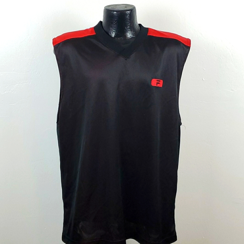 Vintage Fila men teens black red sleeves size L